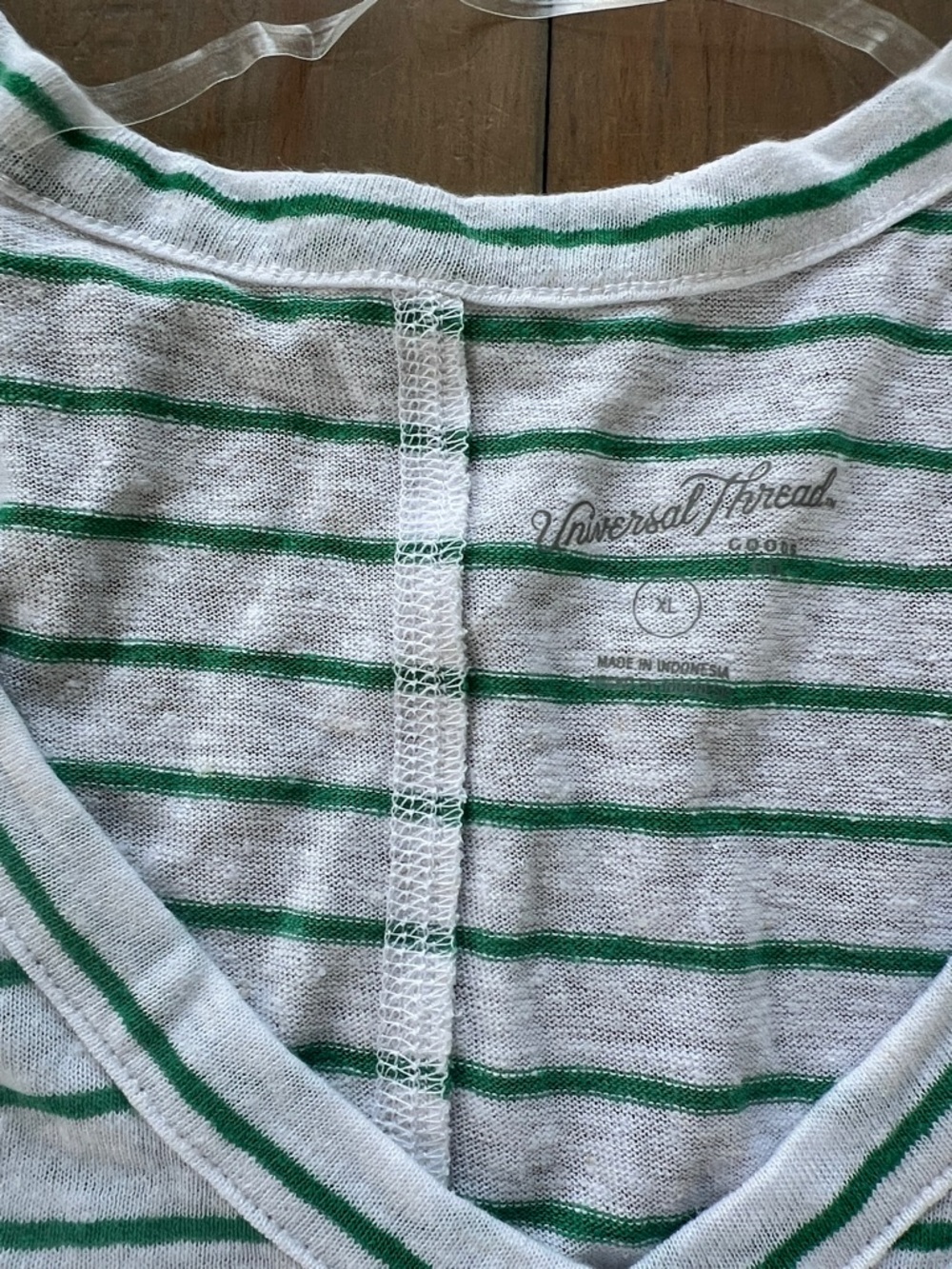 Striped V-Neck Tank Top - White & Green - Picture 2 of 7